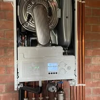 Boiler with casing removed during a service